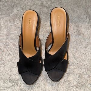 Venus, black platform open heeled sandal